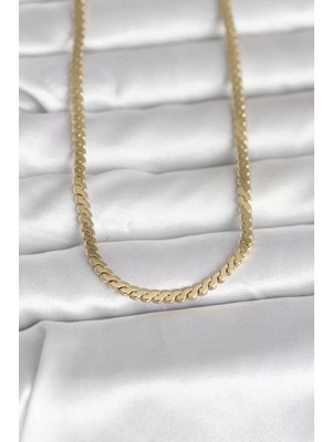 Belirtilmemiş cm 14K Gold Renk Yassı Ezme Zincir Model 60 cm Kadın Kolye - TJ-BKO10996
