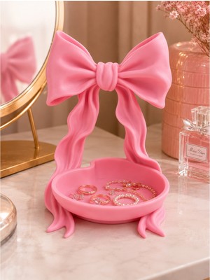 BB Craft Fiyonk Tasarımlı Takı Organizeri ve Takılık Standı – Dekoratif Takı Düzenleyici Pembe 19 cm
