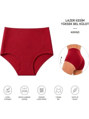 LAMİSA Yüksek Bel Kadın Lazer Kesim Dikişsiz Külot Seti Ekstra Esnek İz Yapmaz Görünmez