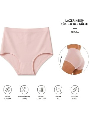 LAMİSA Yüksek Bel Kadın Lazer Kesim Dikişsiz Külot Seti Ekstra Esnek İz Yapmaz Görünmez