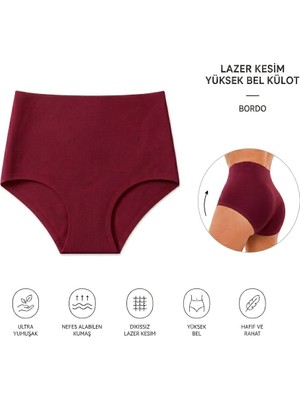 Yüksek Bel Basic Lazer Kesim Bikini Külot