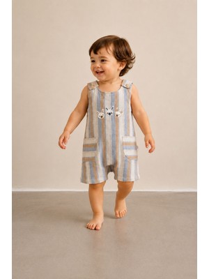Zuzi Baby Erkek Bebek Tavşan Nakışlı Tulum Çıtçıtlı Zıbın Tulum