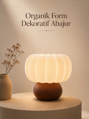 Kabak Form Dekoratif Abajur 24X24 cm 3D Pla Modern Masa Lambası Minimal Tasarım