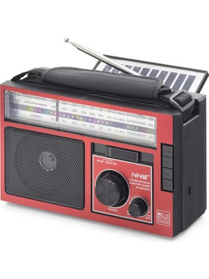 Belirtilmemiş Bluetooth Solar Panelli Fm Radyo USB Tf Nostaljik Hoparlör - Kırmızı Siyah NS9952BTS