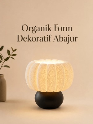 Kabak Form Dekoratif Abajur 24X24 cm 3D Pla Modern Masa Lambası Minimal Tasarım