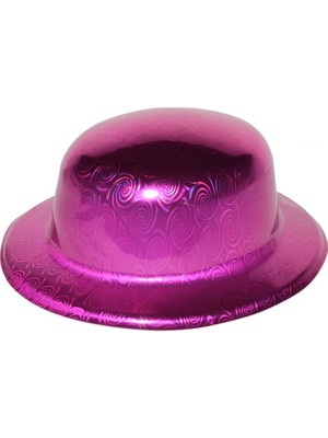 Marsilyan Pembe Renk Hologramlı Plastik Yuvarlak Melon 27X24 cm