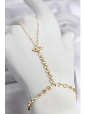 Marsilyan Gold Renk Pirinç Zirkon Taşlı Göz Model Şahmeran TJ-SN779