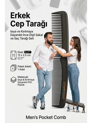 Transformacion 12 Cm Erkek Cep Tarağı   Isıya ve Kırılmaya Dayanıklı İnce Dişli Saç Sakal Tarağı 722212