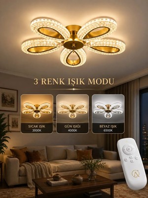 Marsel Lighting Yagmur Gold Renk 5li Avize Akrilik Malzeme ile Şık Tasarım Salon Aydınlatması
