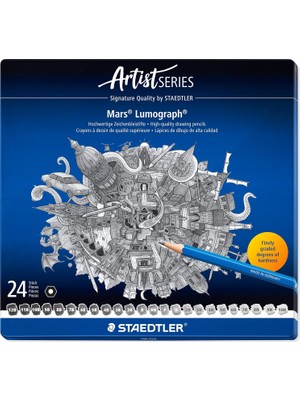 Staedtler 100 G24 Mars Lumograph Kurşunkalem 24'lü Metal Kutuda