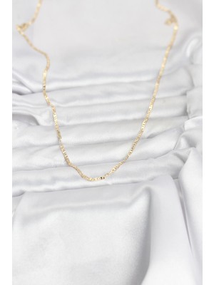 TKÇ cm 14K Gold Renk Yassı Zincir Model 60 cm Kadın Kolye 5886