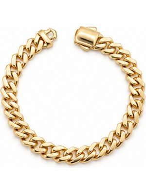 Balenbi Jewelry Kadın Gold Renk Kalın Gurmet Zincir Kararmaz Çelik Bileklik 1100