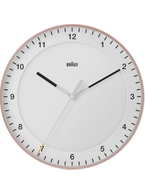 Braun Sessiz Süpürme Hareketli Klasik Büyük Analog Duvar Saati, Okunması Kolay, Gül ve Beyaz 30 cm Ç