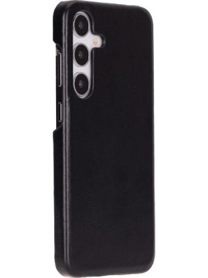 Genel Tedarik Samsung Galaxy S25 Plus Uyumlu, Hakiki Deri, El Yapımı Arka Kapak, Kömür Siyah