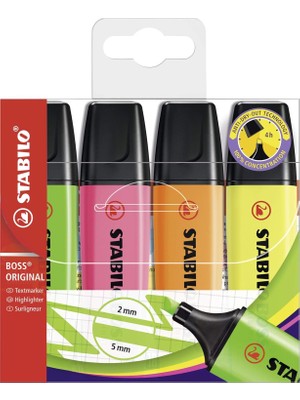 Stabilo - Işaretleme Kalemi - Boss Original - 4'lü Paket - Çeşitli Renkler