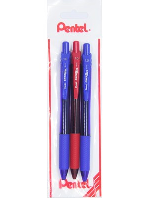 Pentel Energel 1.0 mm Likit Roller Kalem 2xmavi/1xkırmızı 3'lü Set