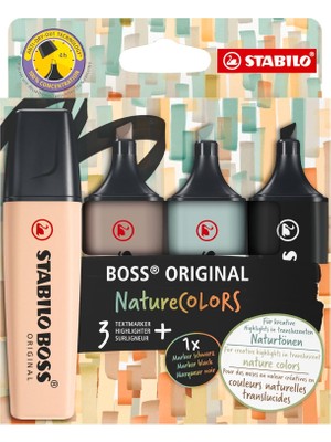 Stabilo Boss Original Naturecolors - Fosforlu Kalem - 4'lü Paket - Çeşitli Renkler