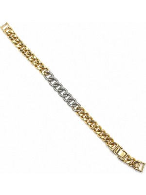 Balenbi Jewelry Kadın Taşlı Gold Kararmaz Çelik Gurmet Zincir Bileklik 1102