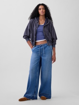 Gap Kadın Mavi Mid Rise Ultrasoft Easy Baggy Jean Pantolon