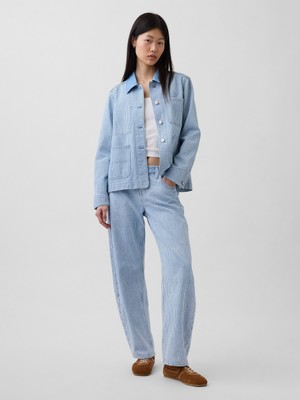 Gap Kadın Açık Mavi Low Rise Ultrasoft Barrel Jean Pantolon