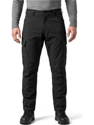 Onz Scoutland Büyük Beden Battal Boy Siyah Kışlık Polarlı Ripstop Outdoor Softshell Pantolon
