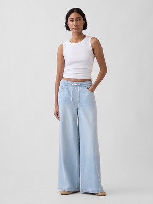 Gap Kadın Açık Mavi Mid Rise Ultrasoft Easy Baggy Jean Pantolon