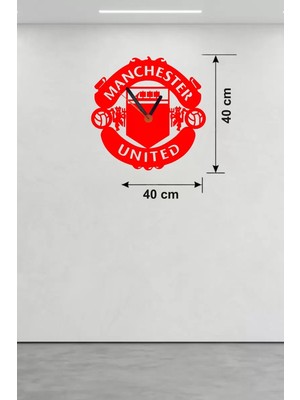 Svoria Store Manchester United Logolu Ahşap Duvar Saati - 40X40 cm Taraftar Hediyesi
