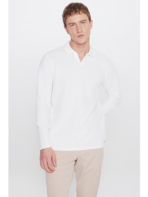 Altınyıldız Classics Slim Fit Dar Kesim Polo Yaka Jakarlı Esnek Tişört