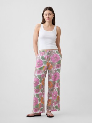 Gap Kadın Çok Renkli Mid Rise Pull-On Wide-Leg Pantolon