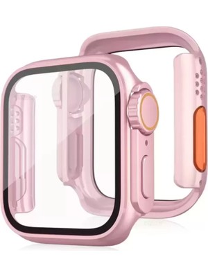 Naturion Newface Apple Watch 44MM Watch 49MM Kasa Dönüştürücü ve Ekran Koruyucu - Rose Gold