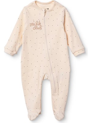 Hellobaby Erkek Bebek Tulum Puantiye Baskılı Fermuarlı Bisiklet Yaka Uzun Kol Patikli