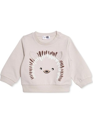Hellobaby Erkek Bebek Sweatshirt Hayvan Baskılı Çıtçıtlı Bisiklet Yaka Long Sleeve