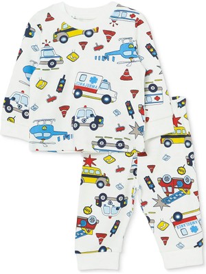 Hellobaby Erkek Bebek Pijama Takımı Taşıtlar Baskılı Bisiklet Yaka Uzun Kol Reçme