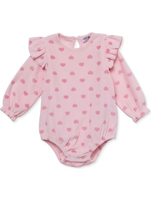 Hellobaby Kız Bebek Body Kalp Baskılı Çıtçıtlı Bisiklet Yaka Long Sleeve