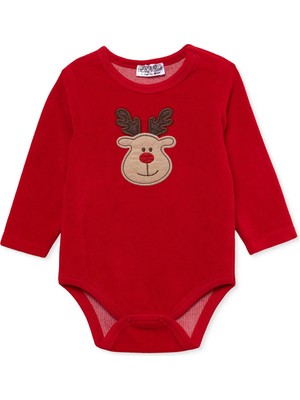 Hellobaby Kız Bebek Body Yeniyıl Baskılı Çıtçıtlı Bisiklet Yaka Long Sleeve