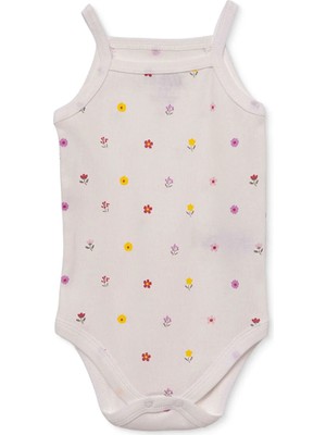 Hellobaby Kız Bebek Body Çiçek Baskılı Çıtçıtlı Bisiklet Yaka Ip Askılı