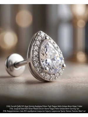 Begonia Accessories 316L Cerrahi Çelik Paslanmaz Kararmaz Alerji Yapmaz Zirkon Taşlı Figürlü Unisex Tragus Helix Küpe Piercing GC210-7