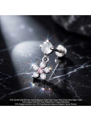Begonia Accessories 316L Cerrahi Çelik Paslanmaz Kararmaz Alerji Yapmaz Zirkon Taşlı Figürlü Unisex Tragus Helix Küpe Piercing GC210-12