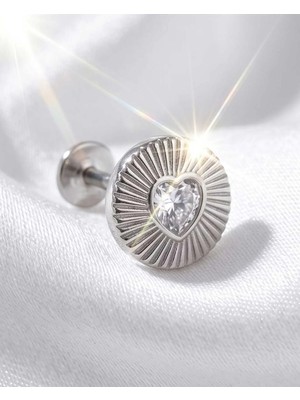 Begonia Accessories 316L Cerrahi Çelik Paslanmaz Kararmaz Alerji Yapmaz Zirkon Taşlı Figürlü Unisex Tragus Helix Küpe Piercing GC210-14