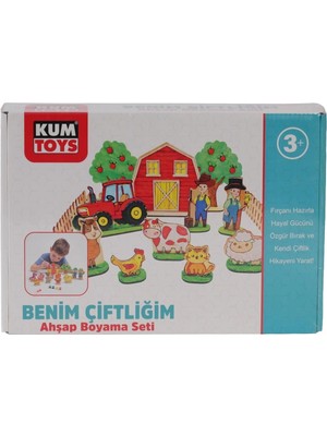 Genel Tedarik KM5898 Kumtoys Benim Çiftliğim Ahşap Boyama Seti