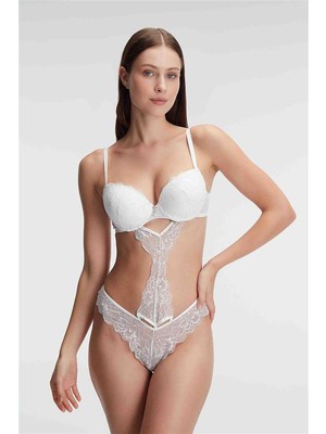 Hace Bazaar  Fantezi Destekli Balenli Kaplı Dantel Detaylı Sütyen Slip Iç Çamaşırı Takımı