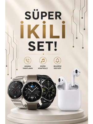 Astraltech Akıllı Saat ve Kulaklık Seti Dokunmatik Ekran 5.0 Bluetooth Bağlantılı Sesli Görüşme
