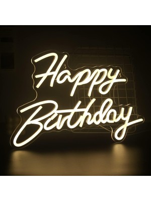 ForWhat Büro Ev Ofis Hediyesi Için Happy Bırthday Yazılı Neon LED