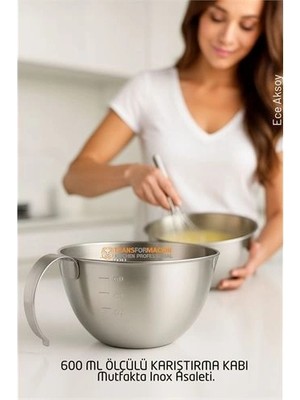 Genel Tedarik Inox Çelik Profesyonel Ölçülü Arıştırma Kabı -600 ml Sos & Hazırlık Şefi Serisi