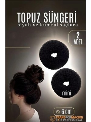 Genel Tedarik Siyah Mini Saç Topuz Süngeri  2 Adet 6 cm Çap 2.5 cm Kalınlık 721884