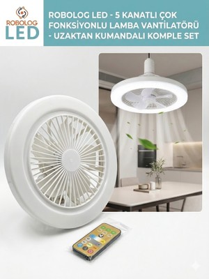 Robolog Yeni Nesil E27 Duylu Kumandalı Tavan Vantilatörlü LED Lamba 3 Hız Ayarı ve 3 Renk Ayarı