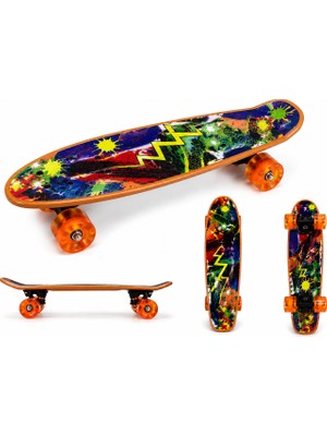 Bermuda Desenli Penny Kaykay 56 cm – Işıklı Şeffaf Tekerlekli Mini Cruiser Skateboard