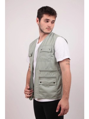 Gambia Outdoor's Erkek Tümrenkler Yazlık Kumaş Avcı Yelek Çok Cepli Baba Büyük Beden Rahat Battal