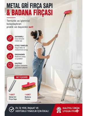 Primeaks Metal Fırça Saplı Badana Fırçası Seti Boya Badana Dekorasyon