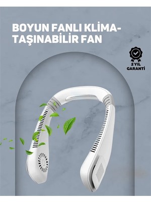 Mrt Teknik USB Şarjlı Giyilebilir Fan | 5 Kademeli Rüzgar Hızı, Sessiz Turbo Soğutma, 360° Hava Sirkülasyonu